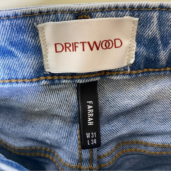 Driftwood Farrah W31 L34 Light Blue Floral Embroidered Jeans w/ alteration hem - Picture 6 of 8